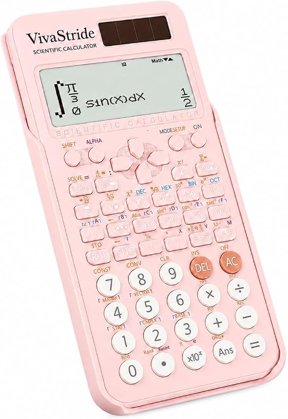 Pink Scientific Calculator FC 991ES 417 Function 10+2 Digit Written Display