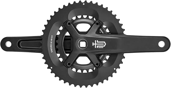 microSHIFT Sword Black 2X Crankset - 9-Speed, 46/29t, 110/80 Asym BCD, JIS Square Taper Spindle Interface, Black