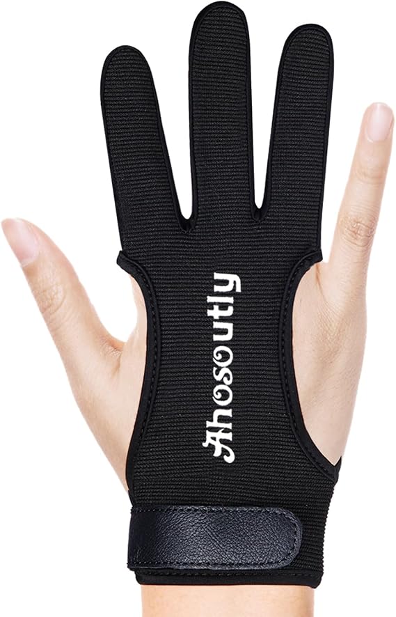 Archery Glove Three Finger Leather Elasticity Archery Protective Gloves Archery Shooting Gloves for Adult and Kids, Archery Protective Gear