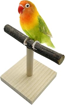 Portable Tabletop Bird Perch, Parrot Training Stand, Natural Wood Bird Play Stands for Parakeets Conures Finches Lovebirds or Cockatiels