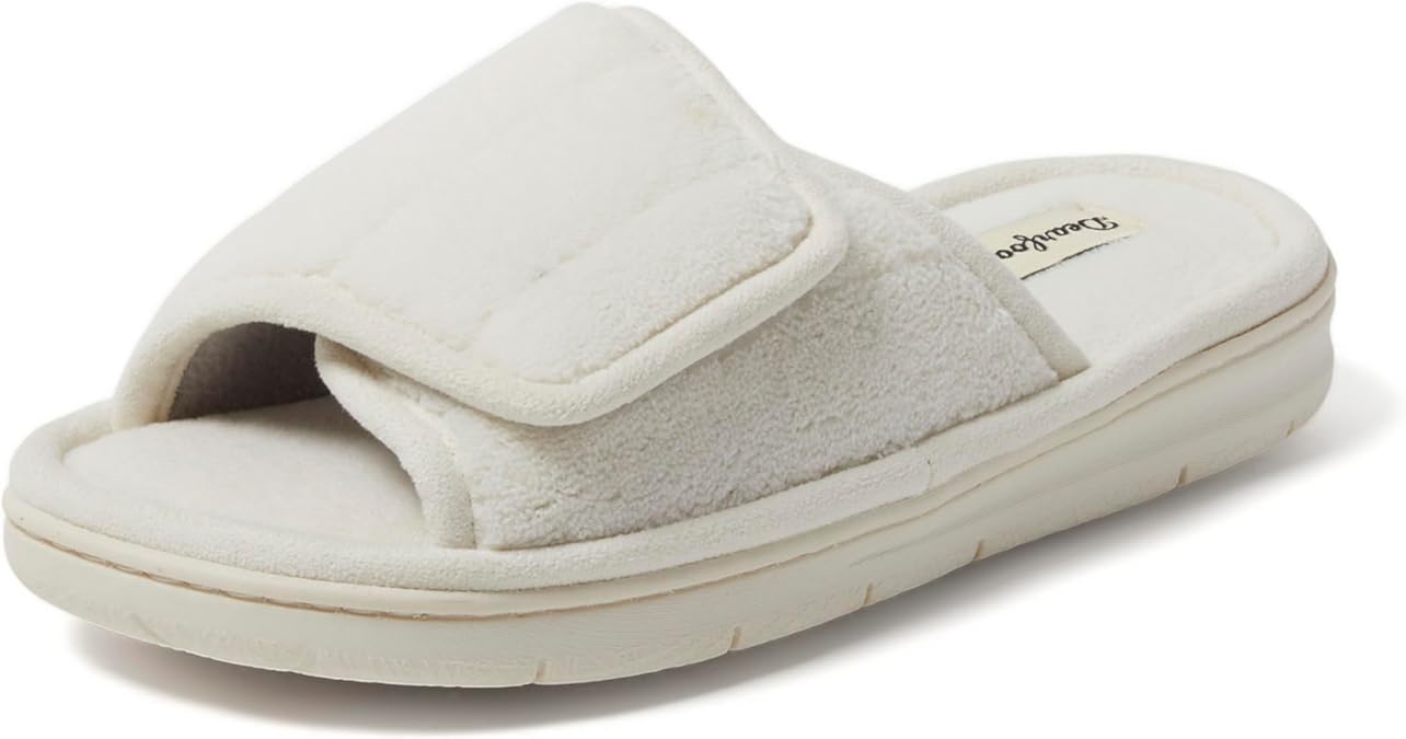 Dearfoams womens Adjustable Indoor/Outdoor Machine Washable Memory Foam Slide
