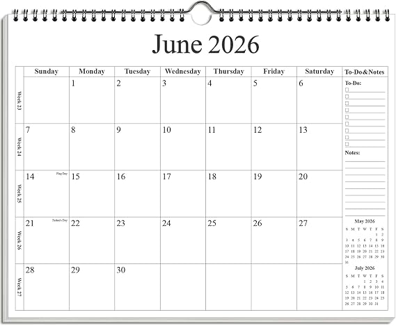 2026-2027 Calendar - Wall Calendar 2026-2027 from August 2026 - December 2027, 18 Months Calendar with Premium Paper, Twin-Wire Binding & Hanging Hook, 12" x 14.5", Black
