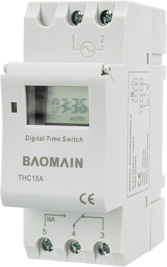 Baomain THC15A DC/AC 12V Digital LCD Power Programmable Timer Switch Relay 16A Amp