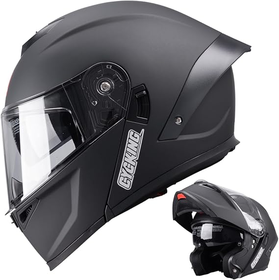 Modular Motorcycle Helmet, Flip Up Full Face Helmet with Dual Visor & Smoked Sunshield, DOT Approved Street Bike Helmet for Men & Women, Quick Release Buckle, Removable Washable Liner