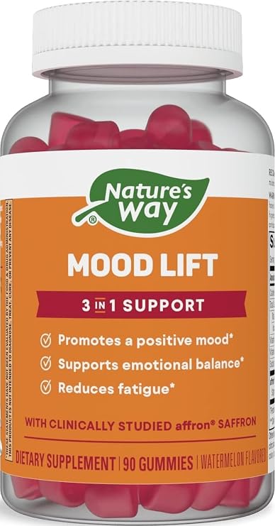 Nature's Way Mood Lift Gummies, Reduces Fatigue*, with Affron Saffron and Vitamin D3, 90 Gummies