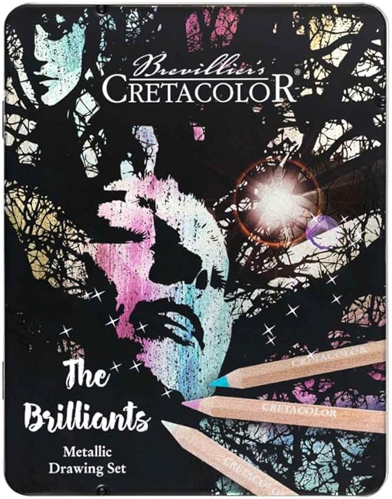 cretacolor the brilliants 12 colored pencils metallic colors highly pigmented soft and rich color mixable and paintable extra thick pens