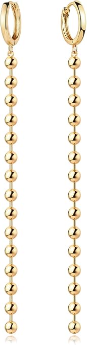 MYEARS Women Chain Earrings Gold Huggie Hoop Dangle Drop 14K Gold Filled Small Boho Beach Simple Delicate Handmade Hypoallergenic Jewelry Gift