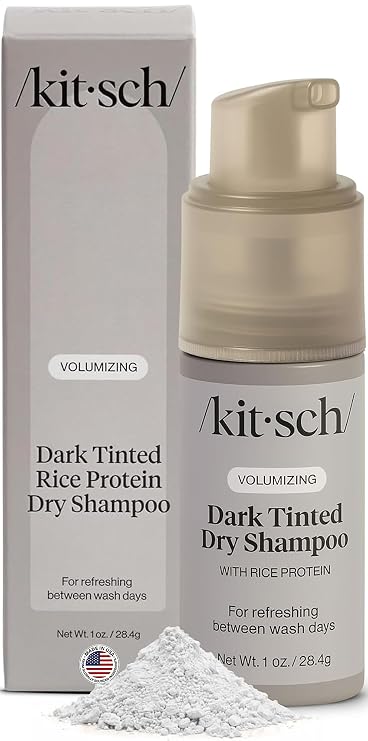 Kitsch Volumizing Rice Protein Dry Shampoo Powder Pump - Dark Tinted, 1oz