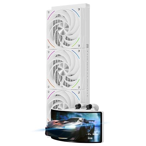 TR-Thermalright Rainbow Vision 360 Turbo ARGB White Liquid CPU Cooler,6.67’’ 3D Rainbow Curved Screen with 2400x1080 Resolution-Magnetic,360mm Aio,for AM5,LGA1851/1700