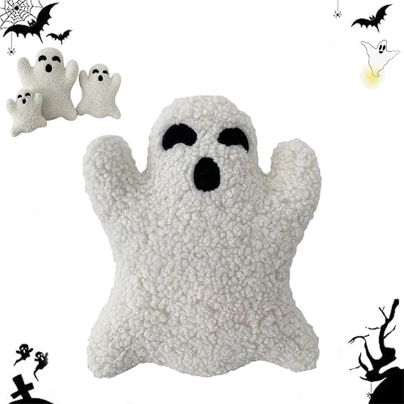 Cute Ghost Pillow, Ghost Shaped Plush Pillow, Halloween Throw Pillows Decorative Spooky Pillows, Halloween Ghost Pillow, Ghost Stuffed Animal for Sofa Bed Couch Holiday Party Children Gift-15.7 in