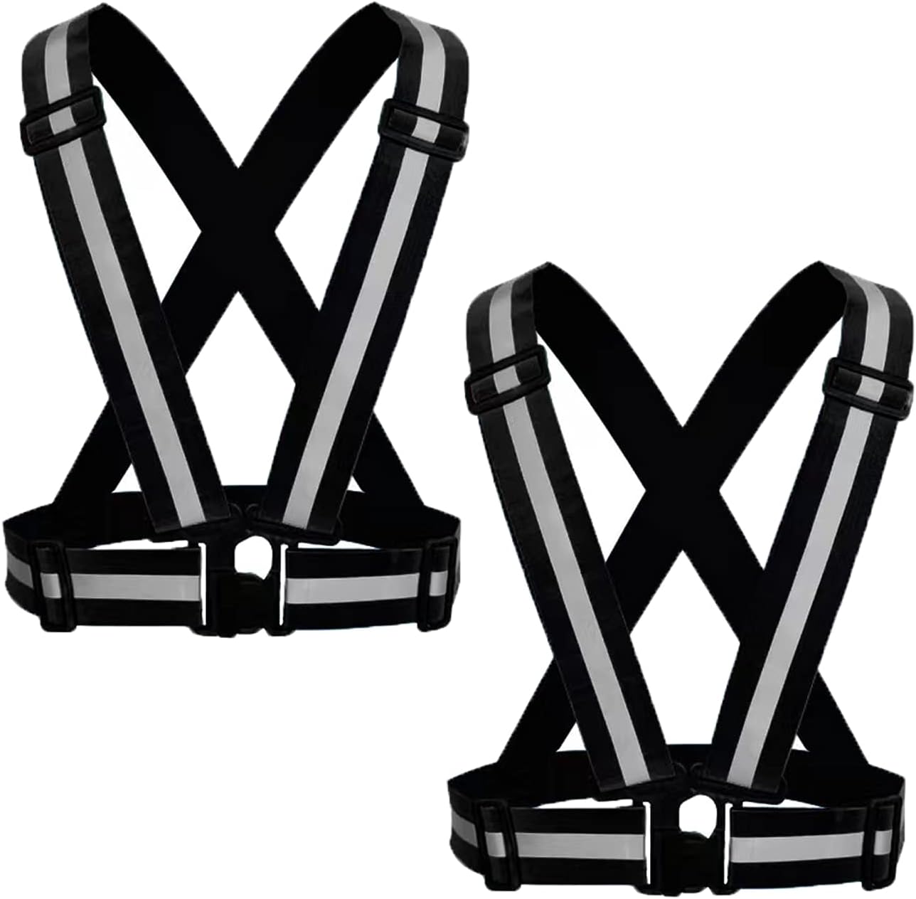 Reflective Safety Vest 2pcs - High Visibility Vest Adjustable Straps for Outdoor Jogging, Cycling, Walking and Riding
