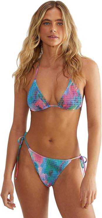 Nasty Gal Women's Shirred Tie Dye Triangle Bikini Set