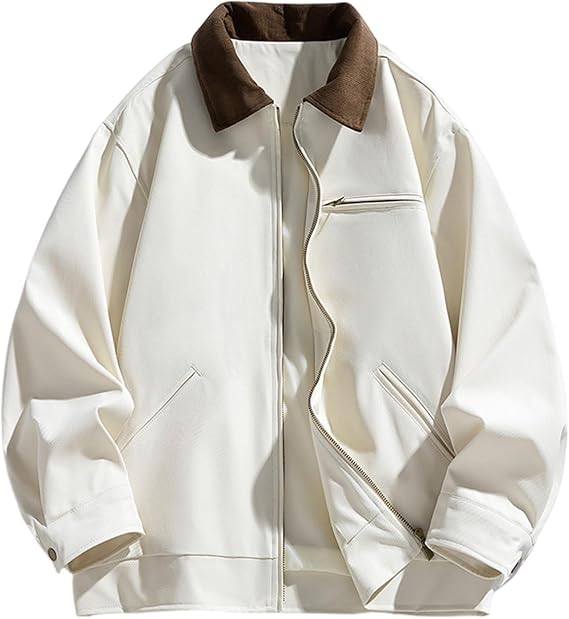 Men's Lightweight Quilted Jacket Barn Coat Casual Outerwear With Pockets And Corduroy Collar, M-3XL