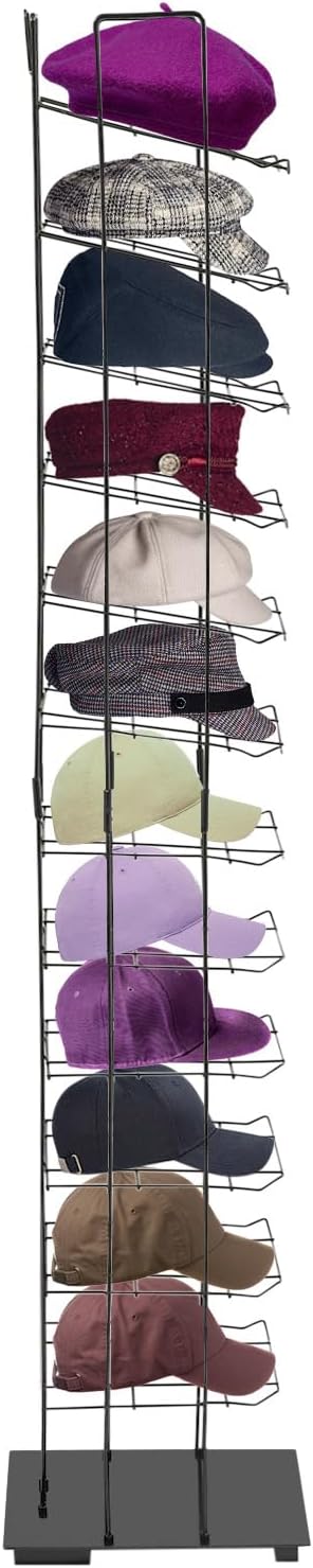 Hat Display Rack, 12 Tiers Hat Rack Floor Standing Hat Organizer Rack Hat Stand Cap Rack Retail Hat Organizer Stand for Home, Retail Stores, Clothing Stores