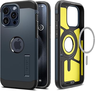 Spigen Tough Armor MagFit Designed for iPhone 15 Pro Max Case 2023 [Kickstand] [Military-Grade Protection] Compatible with MagSafe - Metal Slate