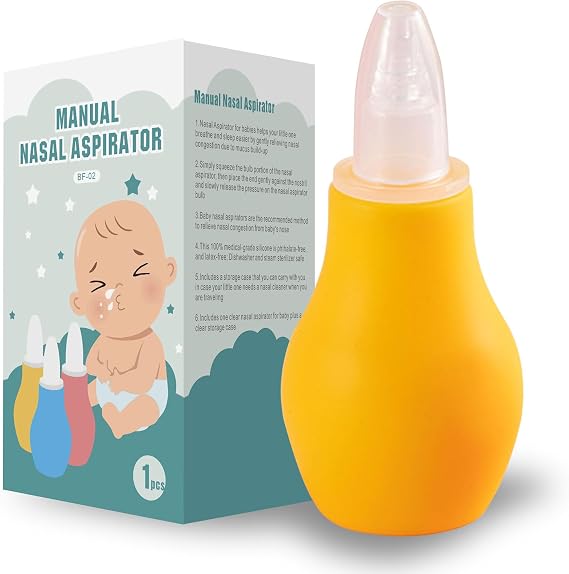 Nasal Aspirator for Baby,Silicone Head Manual Pump, can Quickly and Quietly Suck the Nose, Meets FSA/HSA Standards, Mini and Easy to Carry, Cleanable and Reusable (Yellow)