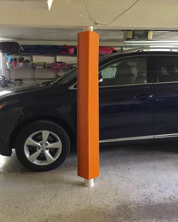 Parking Garage Pole Padding Wrap Self Adhesive Basement Pole, Basketball Pole Padding Outdoor Square 6x6 5x5 4x4, Replacement Rod Mat for Court(Orange,8"x8" (20x20cm))