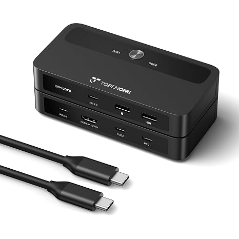 TobenONE USB C KVM Switch 1 Monitor 2 Computers 4K@120Hz HDMI,Plug and Play