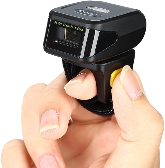 Eyoyo 1D Wireless Wearable Ring Finger Barcode Scanner, Bluetooth & 2.4G Wireless & USB Wired Connection, Portable Mini UPC ISBN Bar Code Reader Compatible with iPhone, iPad, Android, Tablet