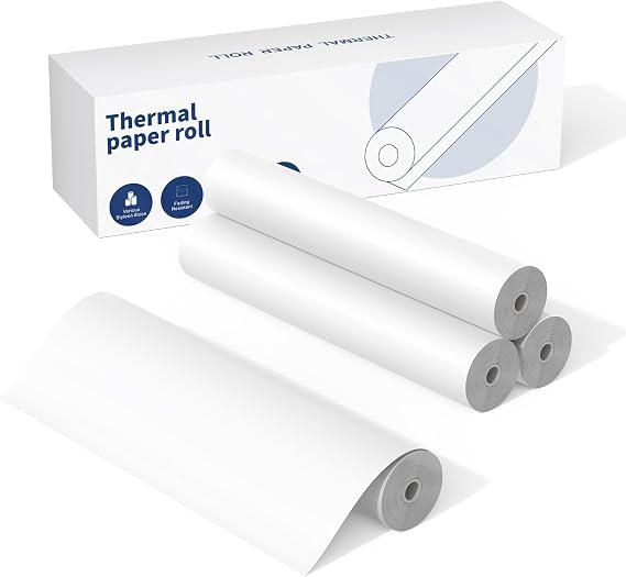 A4 Thermal Paper, Quick-dry Continuous Thermal Paper, Compatible with M08F/M832/M833/M834 MT810 Printer, 8.5"x11",4 Rolls,Roll Storage for 10 year