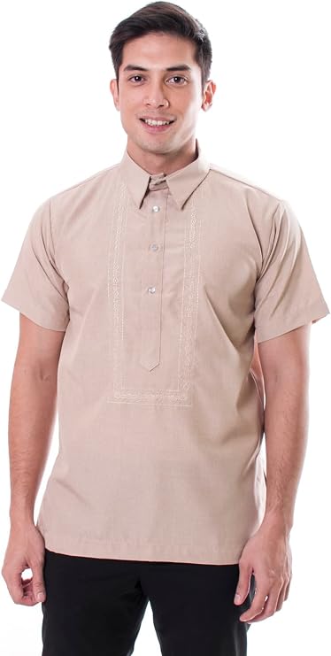 MY01 - Filipino Office Barong Tagalog Gusot Bihis Mayaman - Beige