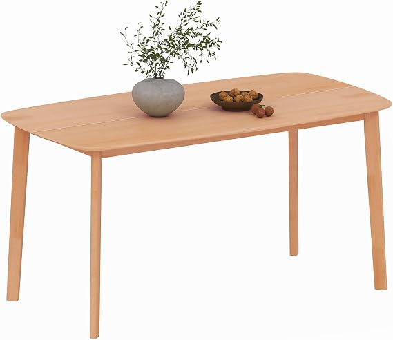 HOMCOM Solid Wood Dining Table for 6 People, 59" Long, Rustic, Natural