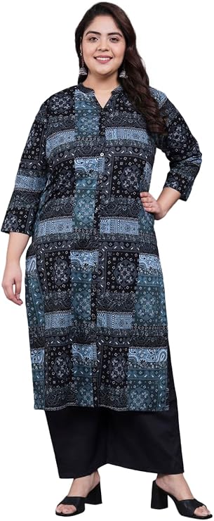 Tissu Women's Plus Size Abstract Printed Pure Cotton Kurta & Palazzo