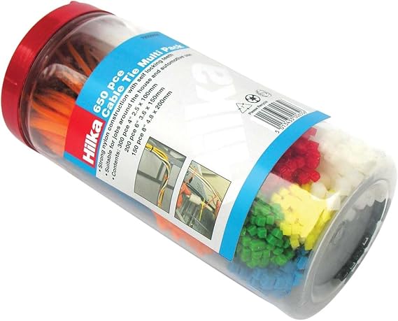 Hilka 79300650 Cable Tie Multi-Pack - Multi-Colour (650-Piece)