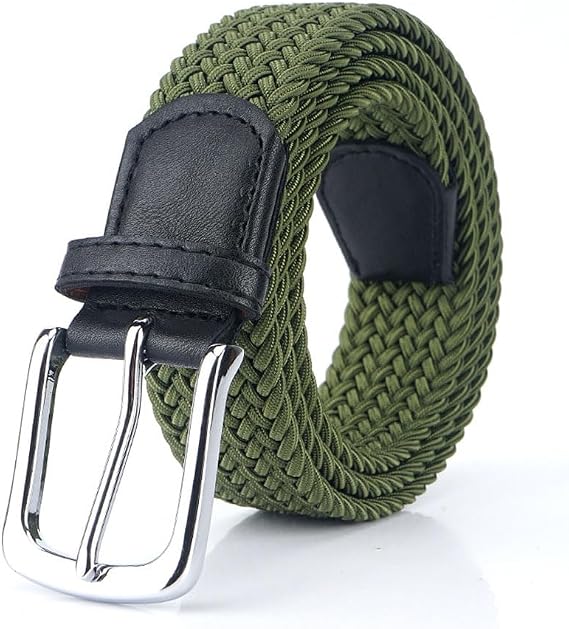 Mens Elastic Braided Belt - Stretch Canvas Woven Casual Waist Band Web Belt 41-50" for Work Travel Sports Men Women