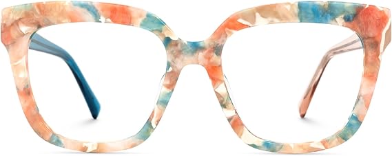 Zeelool Glasses Frame for Women, Square Fashion Eyeglasses Eyewear Frame with Non-prescription Clear Lens & Spring Hinges ZJGA716969-10