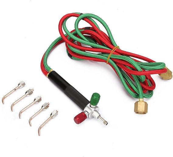 Mini Oxygen Torch Gas Welding Soldering Gun Tool Kit with 5Pcs Replaceable Tips Acetylene Flame Gun Multi Function Kit for Jewelers 