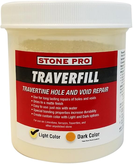 Stone Pro Traverfill - Travertine Hole and Void Repair - 1 Pound - Light | Void & Hole Repair, Travertine Repair, Light 1 LB