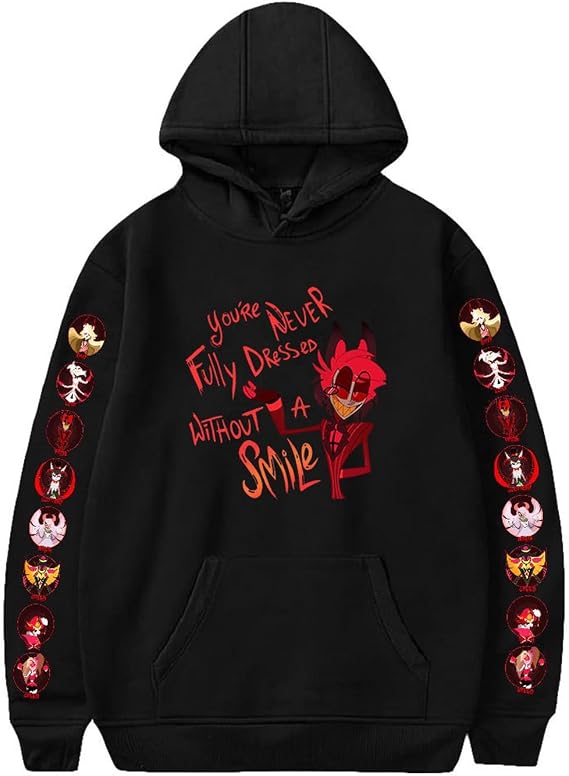 Unisex Hazbin Alastor Cosplay Hoodie Hooded 2D Printing Pullover Sweatshirt Hetel Alastor Shirt Helluv Boss Sweater (US, Alpha, X-Large, Regular, Regular, Style 3)