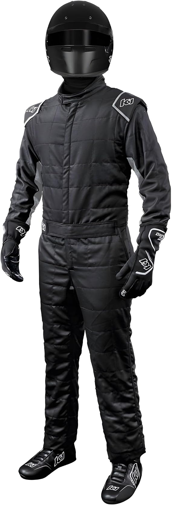 K1 Race Gear K1 Outlaw Adult Auto Racing Nomex Suit - SFI 3.2A/5 - Black, Grey - Medium/Large 54