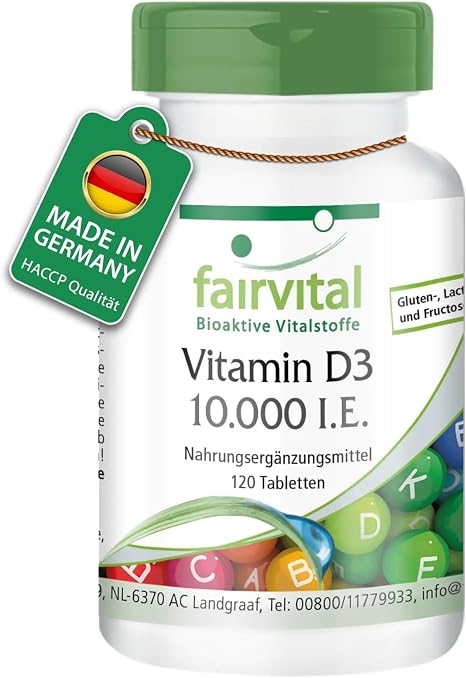 fairvital Vitamin D3 10000 IU Depot 120 Tablets High Dose Cholecalciferol Only 1 Tablet Every 10 Days
