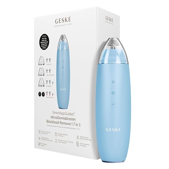 GESKE SmartAppGuidedTM MicroDermabrasion Blackhead Remover | 7 in 1 | Blackhead Remover | Electric Pore Cleaner | Innovative Vacuum Cup | Beauty Tool | Skin Cleansing Device | Skincare Device