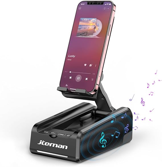 JTEMAN Cell Phone Stand with Bluetooth Speaker,Birthday Gifts for Men