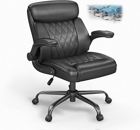 AnyGod Ergonomic Executive Chair, Adjustable Comfy Home Office Chair | Adjustable Height, Flip-up Armrests, Lumbar Support, Adjustable Back, 360 Swivel, Silent Rolling Wheels, Daily Work Use