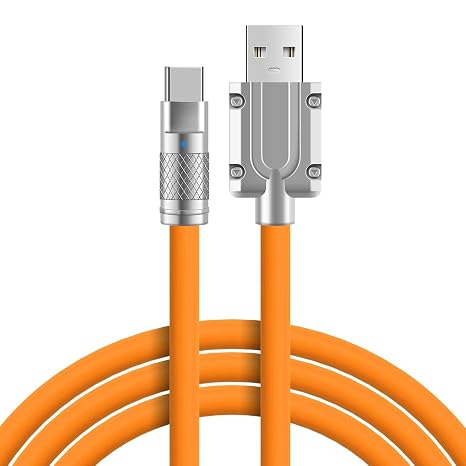 Apera BN57 Type-C Kablo 120W Süper Hızlı 6 Amper Ultra Kalın Şarj Data Kablosu (Turuncu)