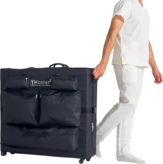 Master Massage Universal Size Wheeled Massage Table Carry Case with Wheels, Oversized Carrying Bag for Foldable Massage Bed with Castors-Fits 27 to 32 Width Folding Massage Table- Black