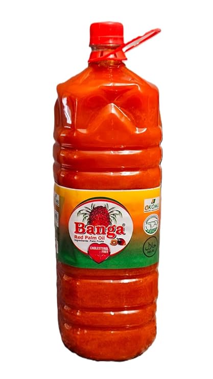 Nigerian Banga Red Palm Oil, Cholesterol Free, Halal Certified, 2 Liters
