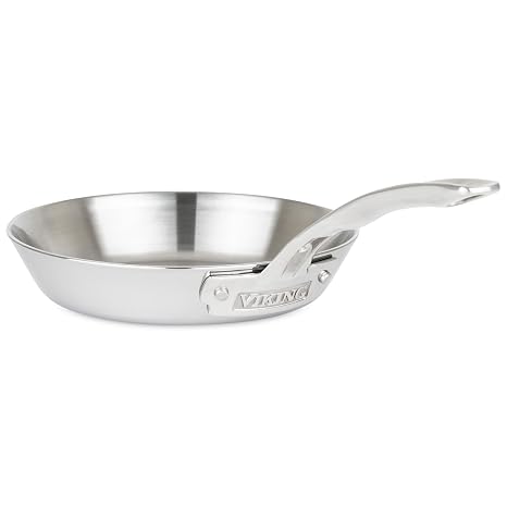Viking Contemporary 3-Ply Frying Pan, 8 Inch Stainless Steel Kitchen Cookware, Silver