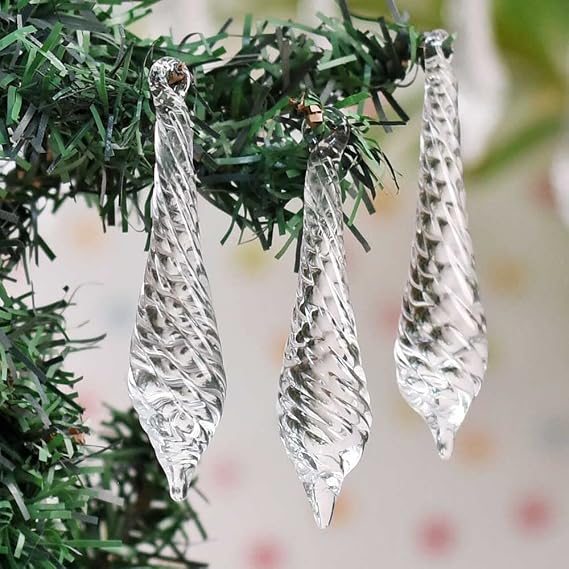 Indian Shelf 20 Pieces Chandelier Icicle Crystal Prisms | Clear Hanging Drops for Windows | Crystal Teardrop Christmas Ornaments | Elegant Chandelier Replacement Parts | Decorative Glass Pendants