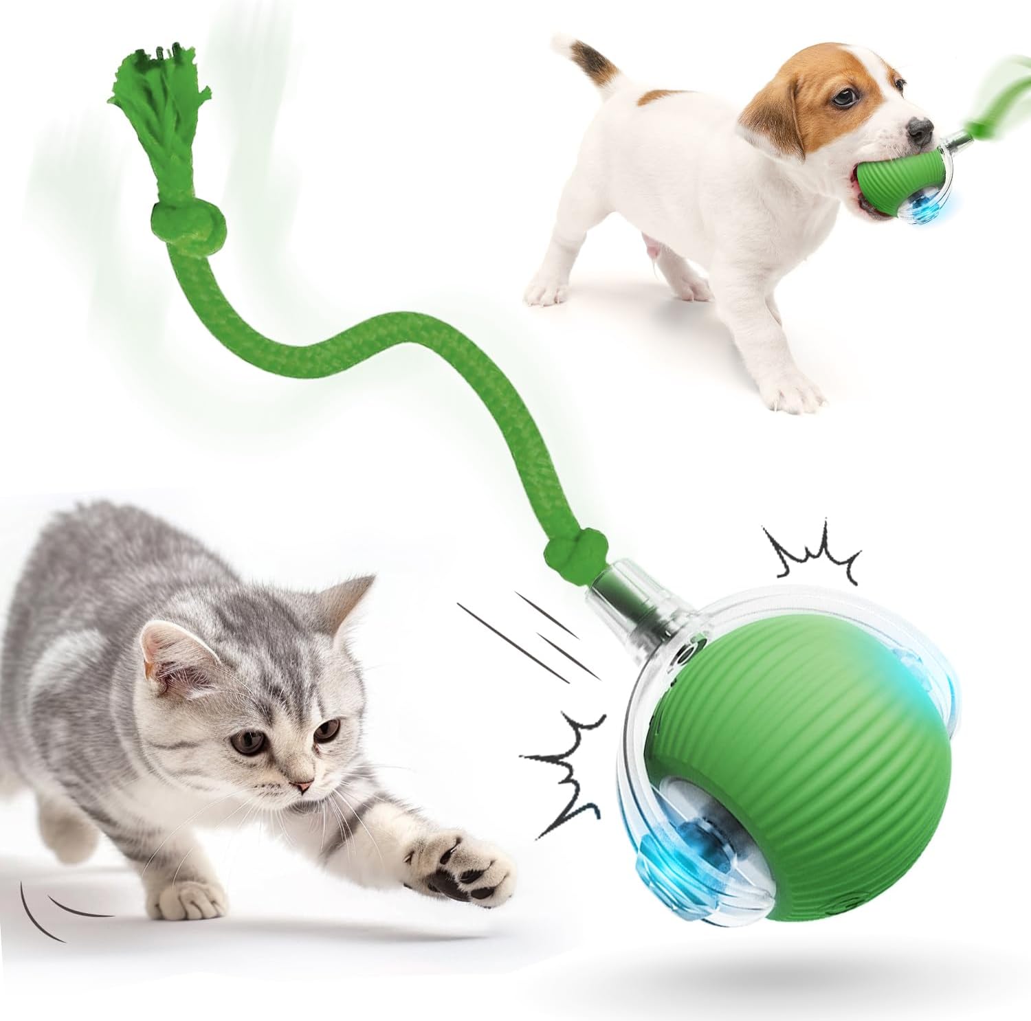 Interactive Cat Toys for Indoor Cats, 2025 New Smart Interactive Pet Toy Ball, Smart Rolling Ball for Dogs & Cats, Cat Toys for Bored Indoor Cats Green