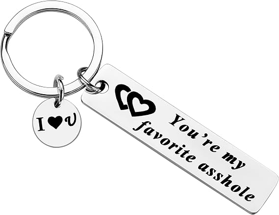 PLwelth Funny Boyfriend Gift from Girlfriend Gag Dirty Mini Keychain for Him Men Love Key Ring Present Cute Husband Fiance Jewelry Gifts in Anniversary Valentine Birthday Asshole Christmas Gift