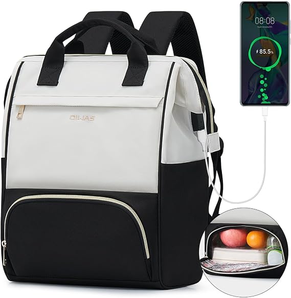 OIWAS Lunch Backpack for Women, 15.6 inch Laptop Backpack with USB Port