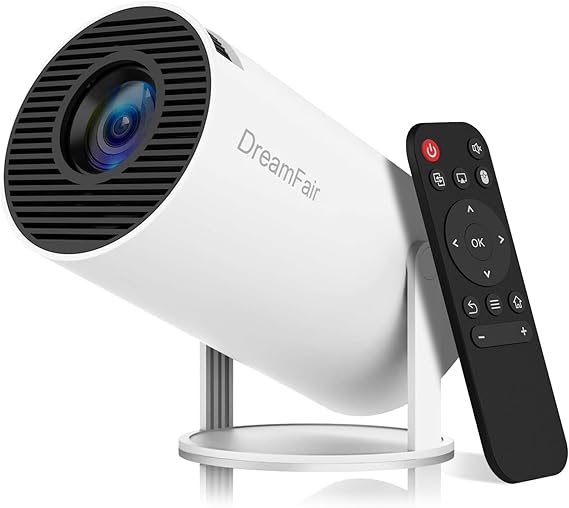 Mini Projector with WiFi and Bluetooth, 4K 1080P Support Portable Projector, 170 ANSI, 180 Rotatable, Auto Keystone Correction, 40"-130" Screen Video Projector for Laptop/PC/Smartphone