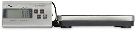 San Jamar Escali Digital Kitchen Scale SCDG264 Platform Kitchen Scale with Remote Display, 264lb Capacity, Stainless Steel Surface, Tare Function, Auto Shutoff, Adapter Included