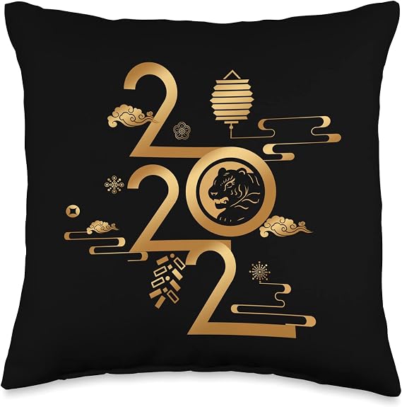 2022 YEAR OF THE TIGER Lucky Happy Chinese New Year Gift Throw Pillow