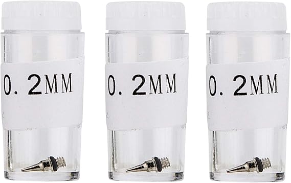 Uouteo 3PCS 0.2mm Airbrush Nozzles, Airbrush Accessories Replacement for Air Brush Spray Gun